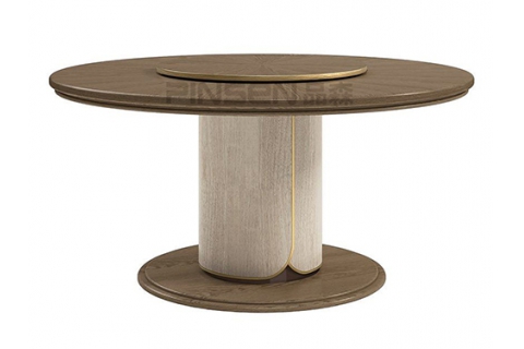 意式簡(jiǎn)約實(shí)木旋轉(zhuǎn)圓盤餐桌