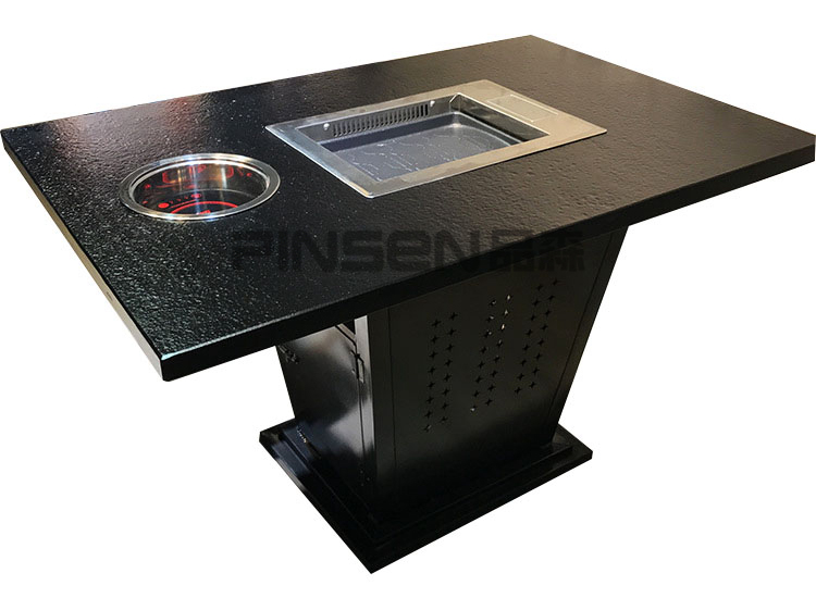 火燒石自凈化電磁爐無(wú)煙烤涮一體桌