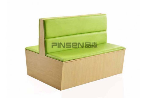 簡(jiǎn)約實(shí)木皮革軟包飯店餐廳雙面卡座沙發(fā)