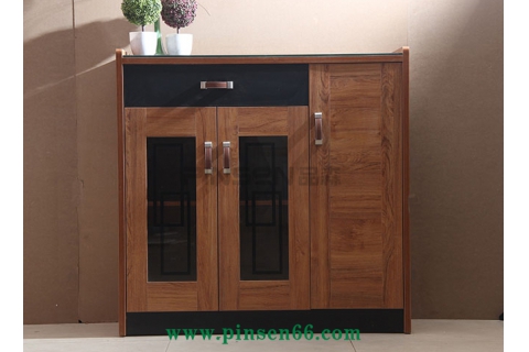 實木玻璃窗帶抽屜備餐柜