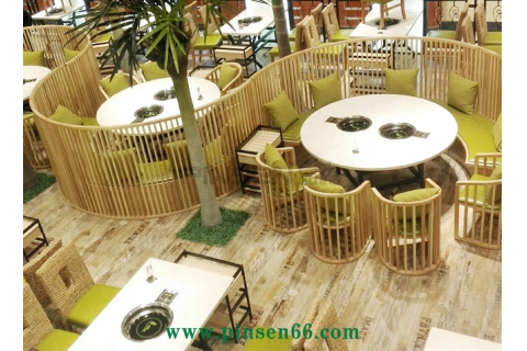 白色大理石下沉式電磁爐火鍋餐桌椅組合