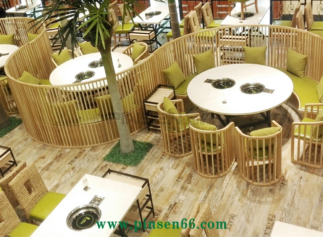 大理石電磁爐火鍋桌創(chuàng)意隔斷卡座組合