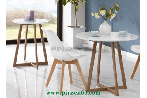 洽談圓桌椅組合實(shí)木宜家簡約北歐式休閑陽臺(tái)接待咖啡廳餐桌椅