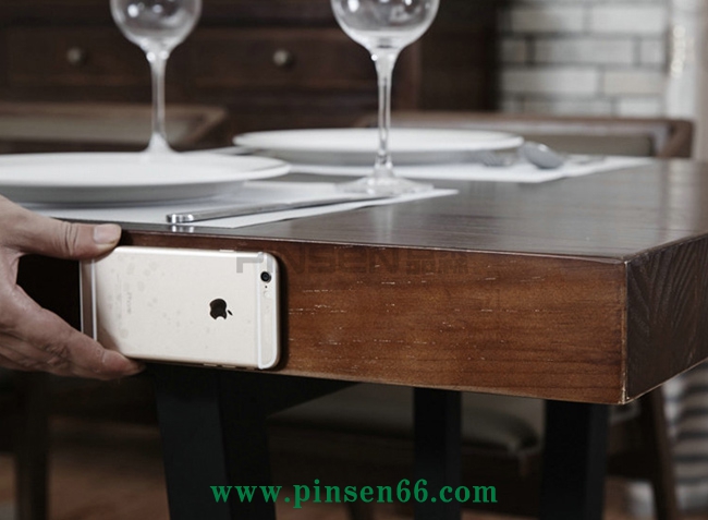 復(fù)古美式小戶型實(shí)木餐桌椅組合6人 簡約北歐鐵藝餐桌飯桌大長方桌