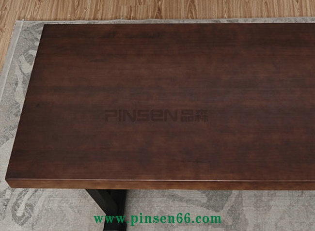 復(fù)古美式小戶型實(shí)木餐桌椅組合6人 簡約北歐鐵藝餐桌飯桌大長方桌