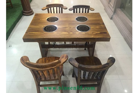 定制實(shí)木復(fù)古碳化火鍋?zhàn)雷?炭燒木火燒木一人一鍋小火鍋