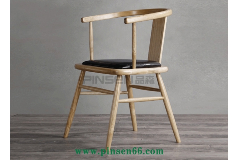 實(shí)木餐椅 簡(jiǎn)約復(fù)古美式實(shí)木餐桌椅主題餐廳餐桌椅